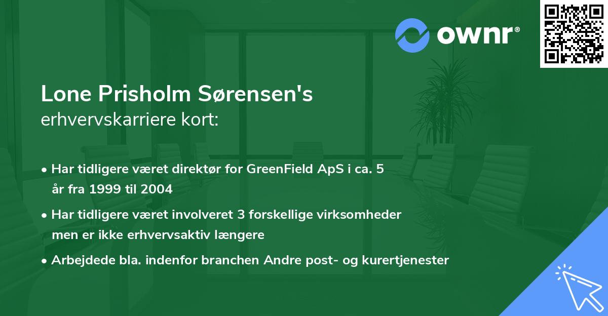 Lone Prisholm Sørensen's erhvervskarriere kort