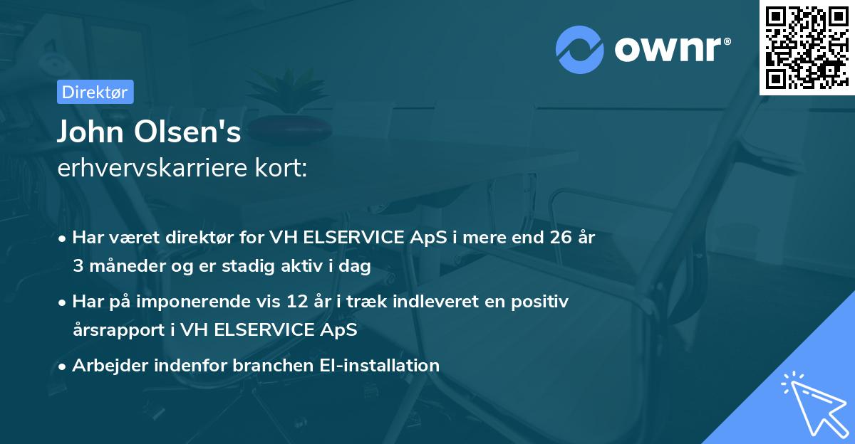 John Olsen's erhvervskarriere kort