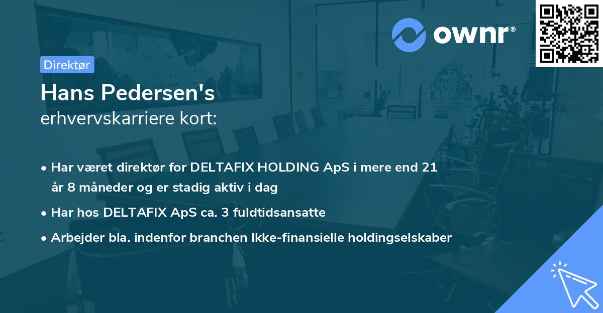 Hans Pedersen's erhvervskarriere kort