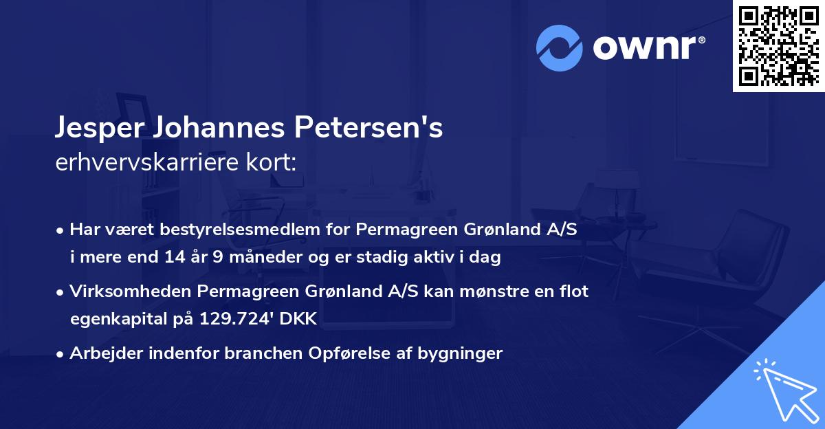 Jesper Johannes Petersen's erhvervskarriere kort