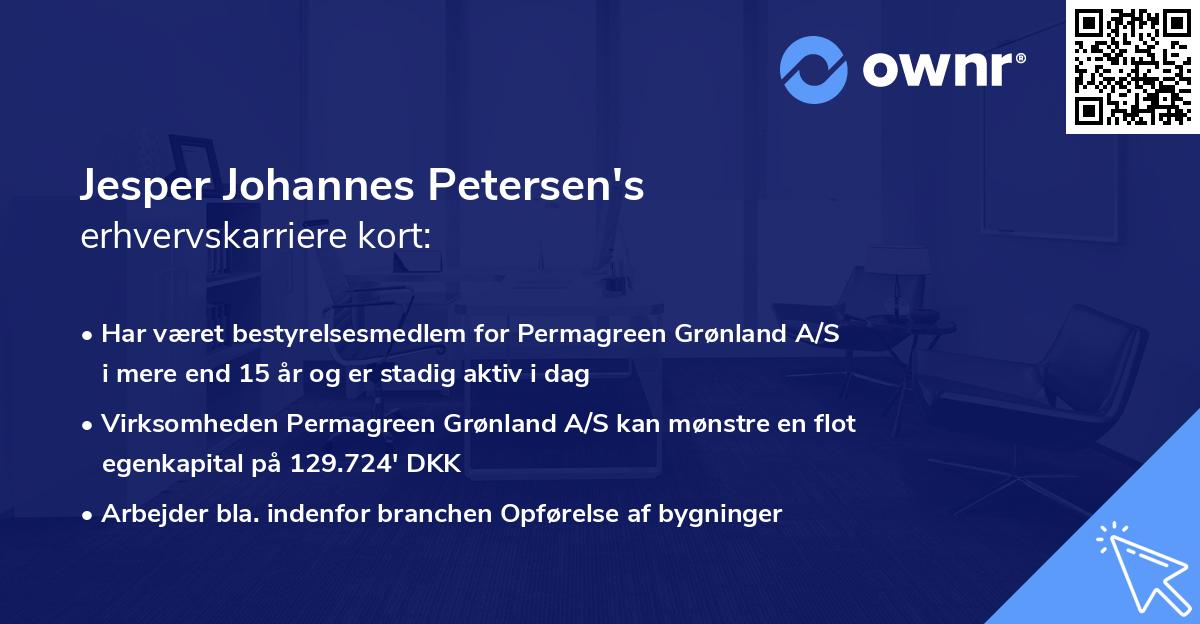 Jesper Johannes Petersen's erhvervskarriere kort