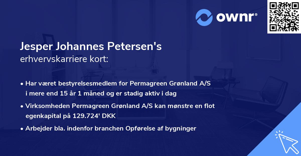 Jesper Johannes Petersen's erhvervskarriere kort