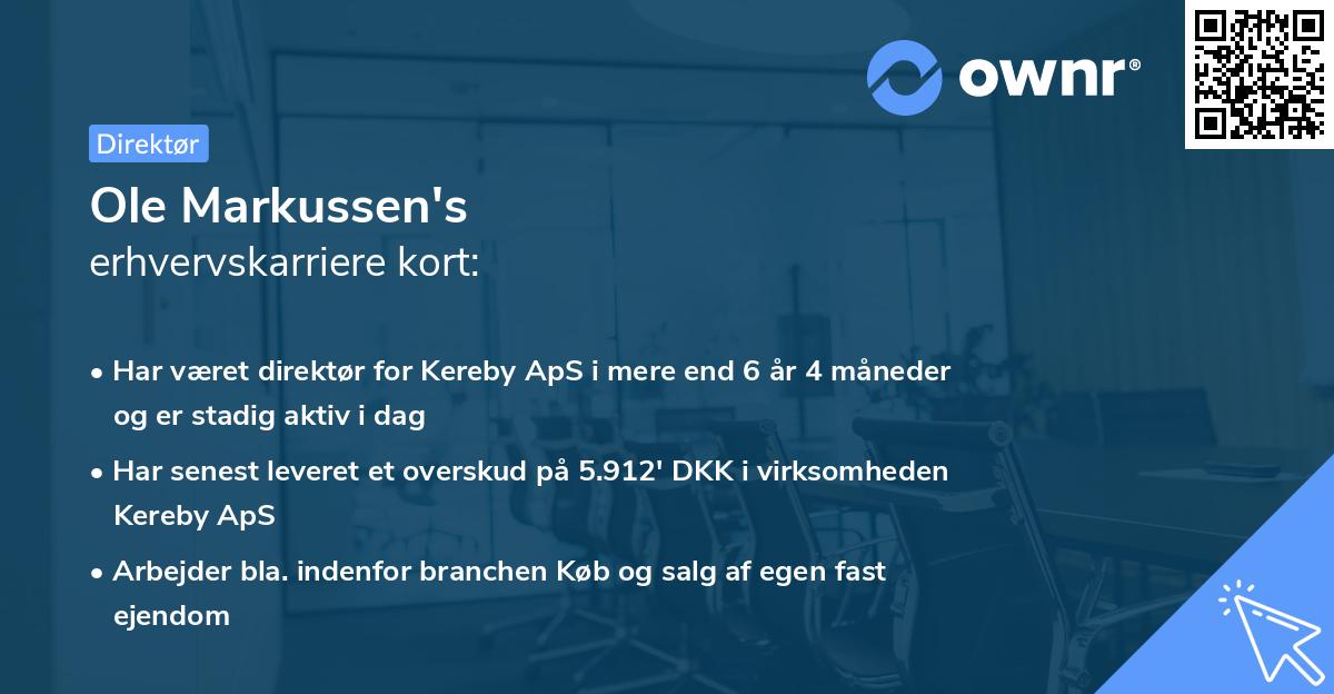 Ole Markussen's erhvervskarriere kort