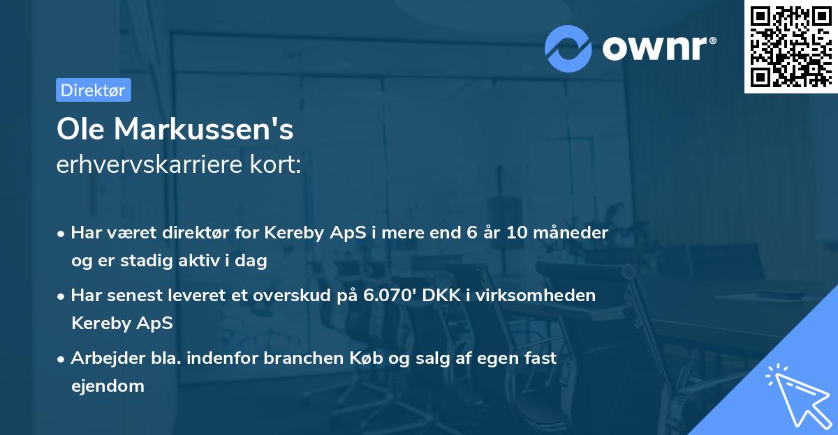 Ole Markussen's erhvervskarriere kort