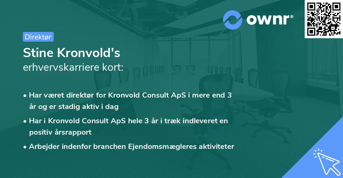Stine Kronvold's erhvervskarriere kort
