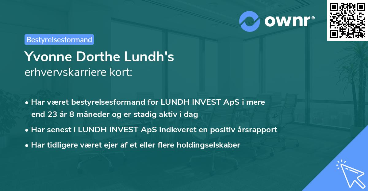 Yvonne Dorthe Lundh's erhvervskarriere kort