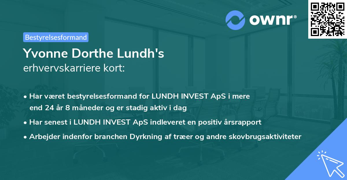 Yvonne Dorthe Lundh's erhvervskarriere kort