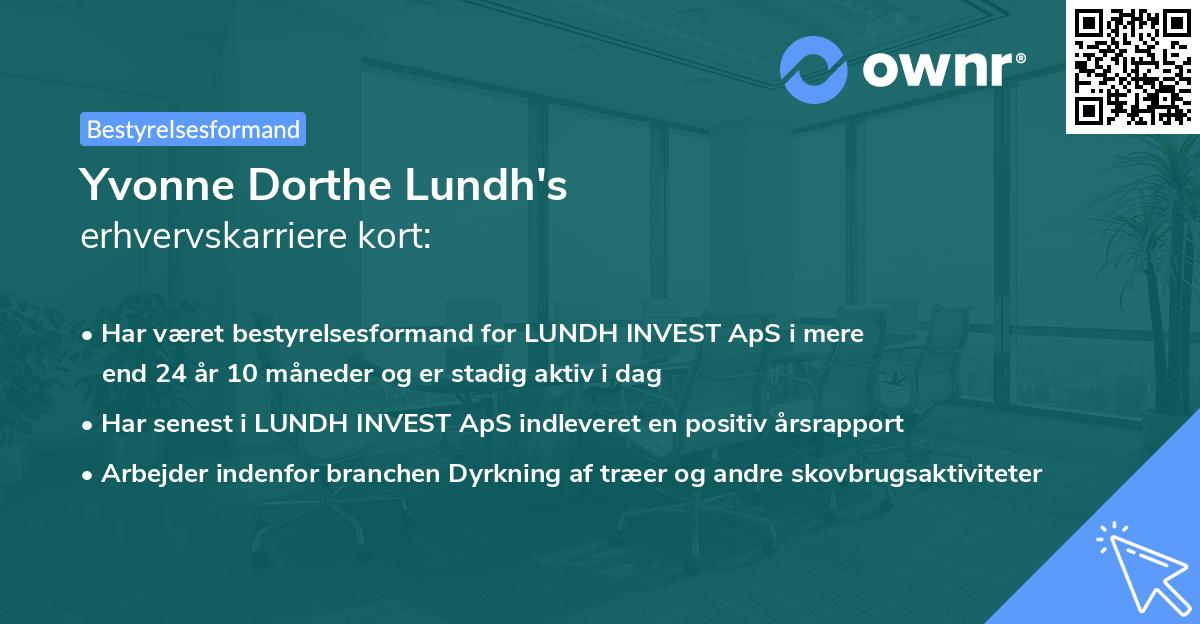 Yvonne Dorthe Lundh's erhvervskarriere kort