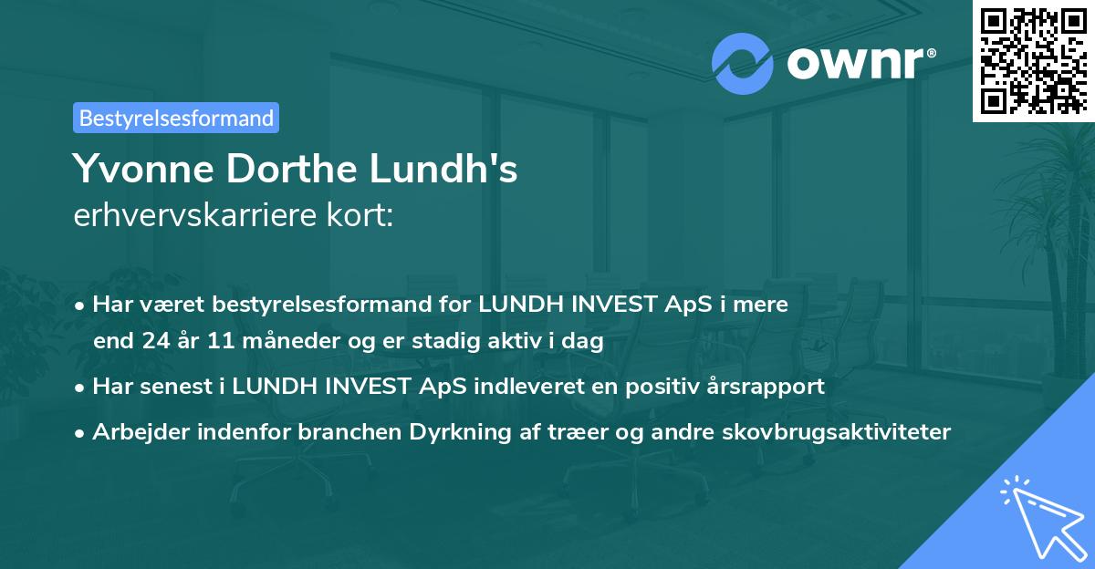 Yvonne Dorthe Lundh's erhvervskarriere kort