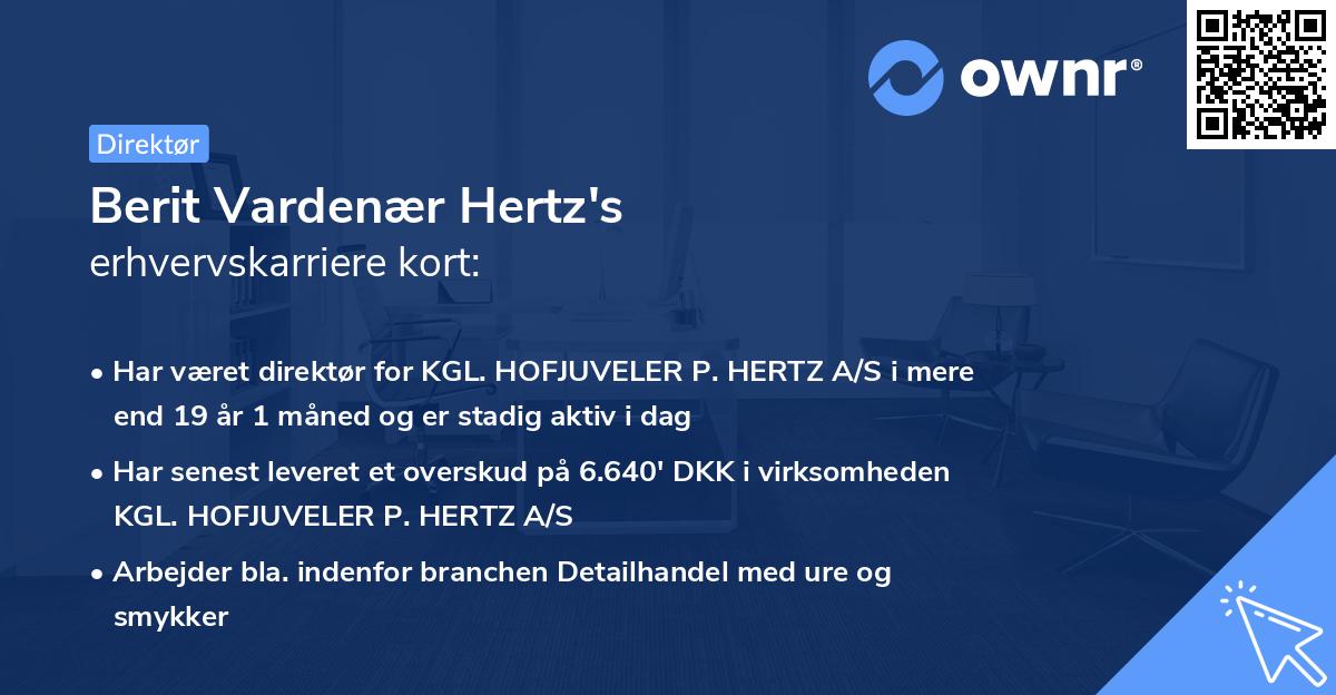 Berit Vardenær Hertz's erhvervskarriere kort
