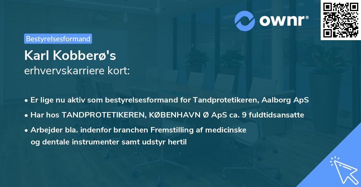 Karl Kobberø's erhvervskarriere kort