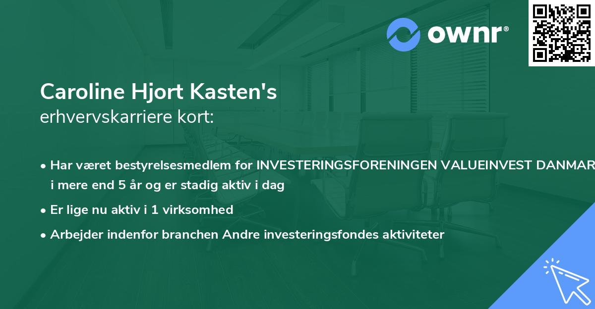 Caroline Hjort Kasten's erhvervskarriere kort
