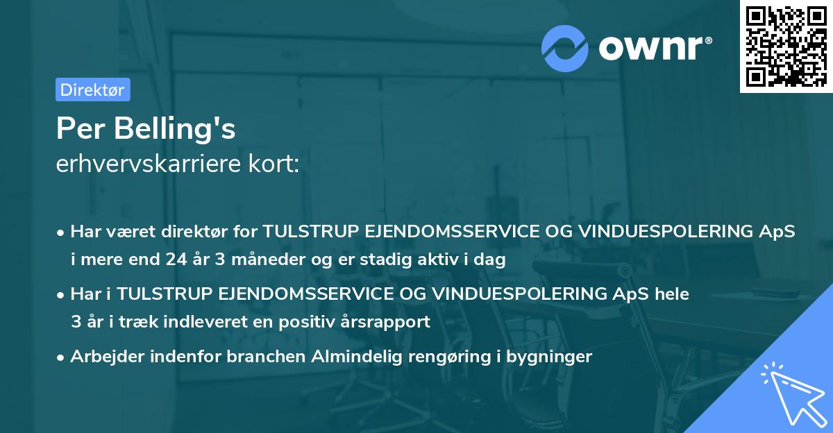 Per Belling's erhvervskarriere kort