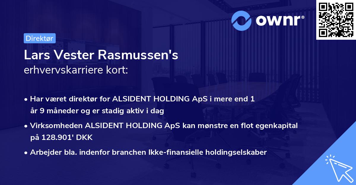 Lars Vester Rasmussen's erhvervskarriere kort
