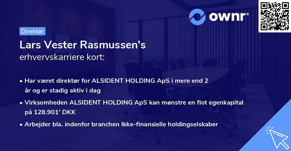 Lars Vester Rasmussen's erhvervskarriere kort