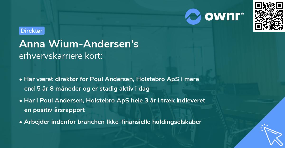 Anna Wium-Andersen's erhvervskarriere kort