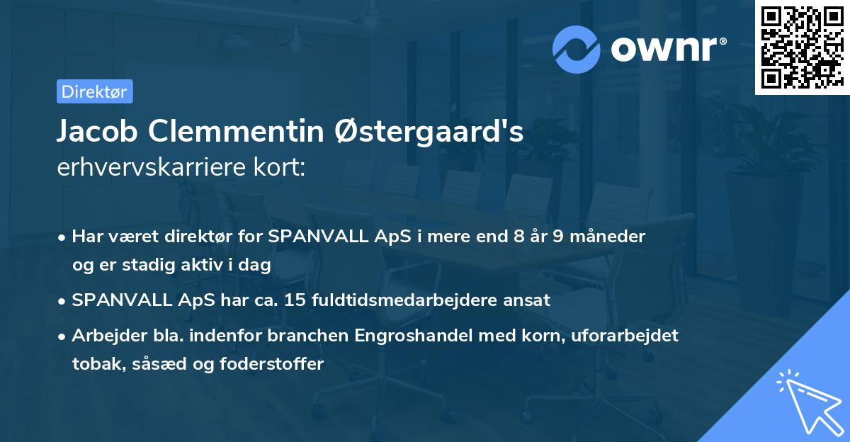 Jacob Clemmentin Østergaard's erhvervskarriere kort