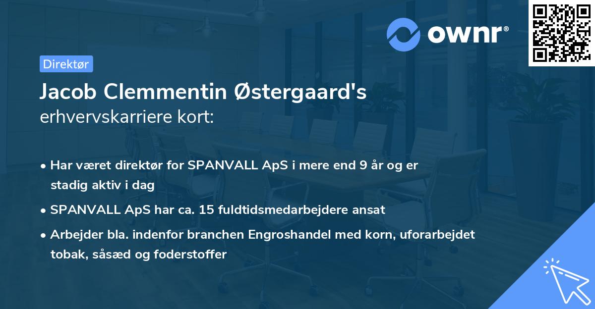 Jacob Clemmentin Østergaard's erhvervskarriere kort