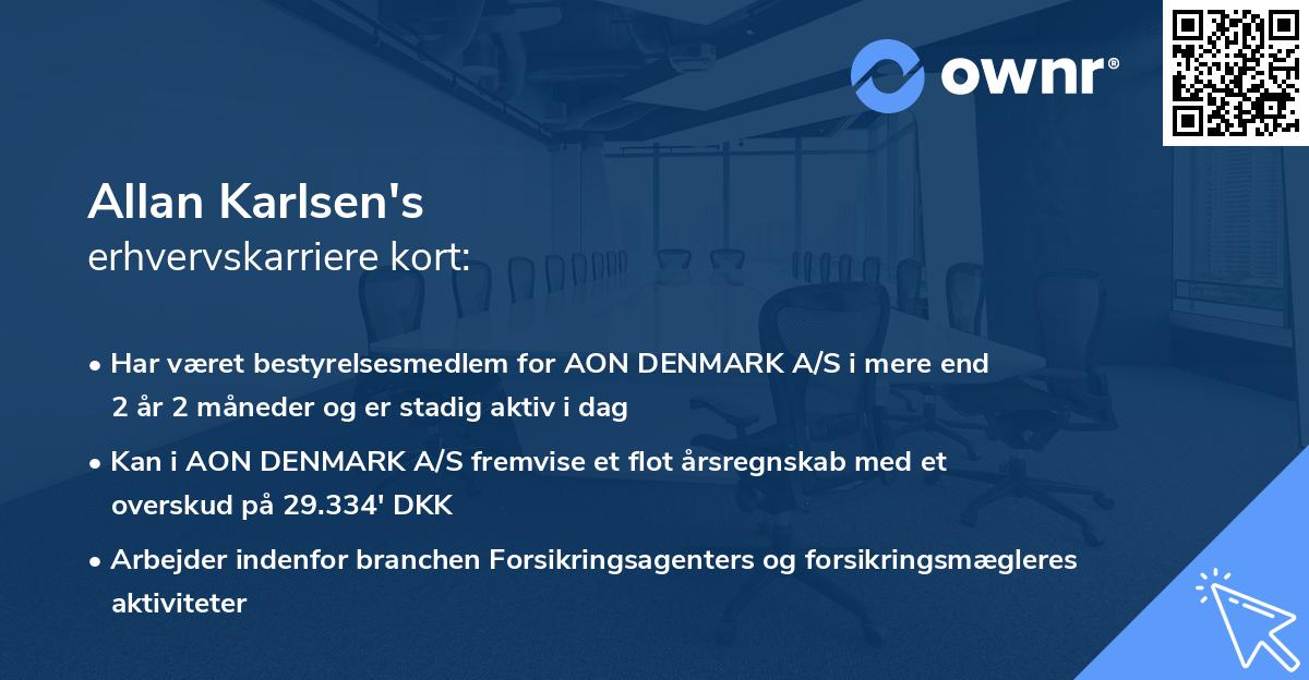Allan Karlsen's erhvervskarriere kort