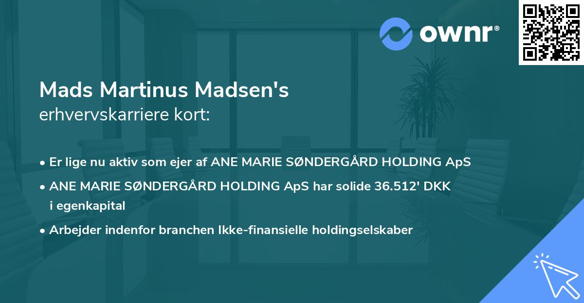Mads Martinus Madsen's erhvervskarriere kort