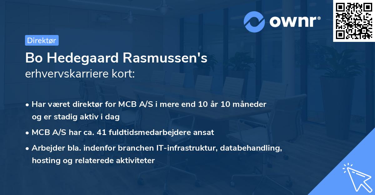 Bo Hedegaard Rasmussen's erhvervskarriere kort