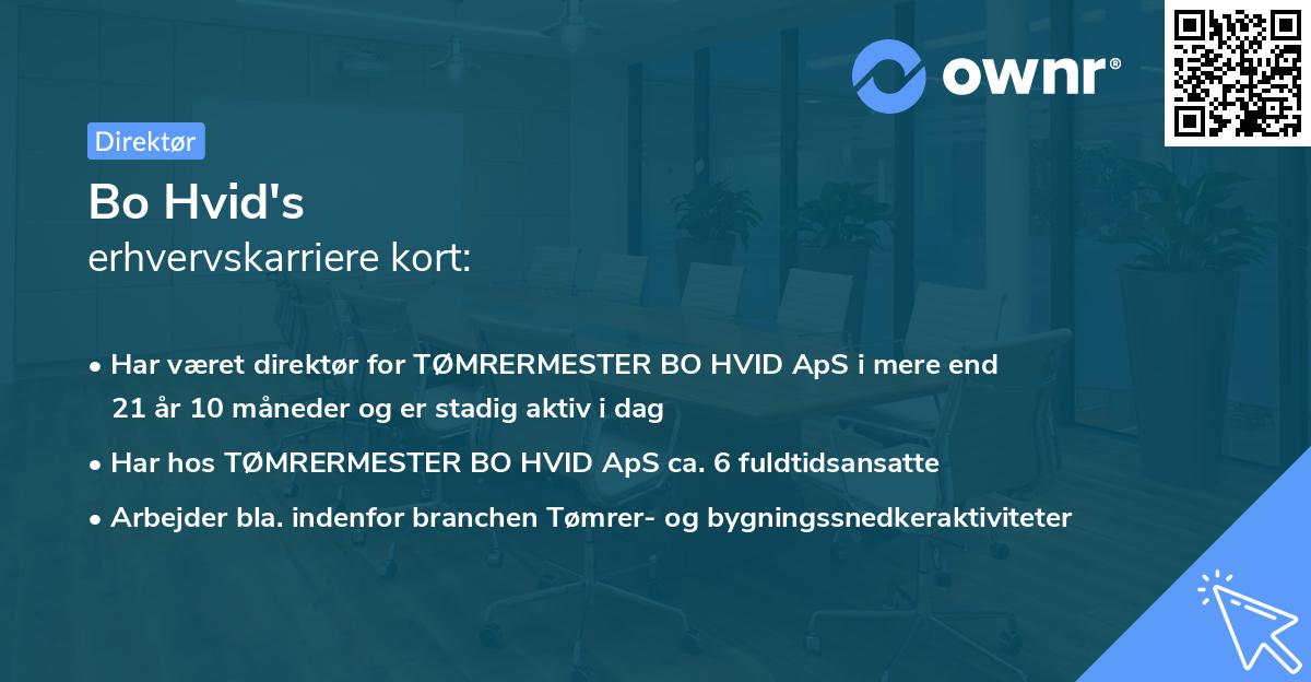Bo Hvid's erhvervskarriere kort