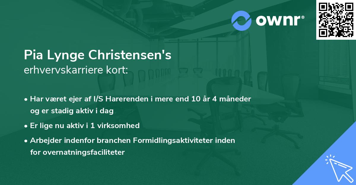 Pia Lynge Christensen's erhvervskarriere kort