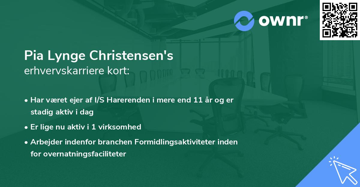 Pia Lynge Christensen's erhvervskarriere kort