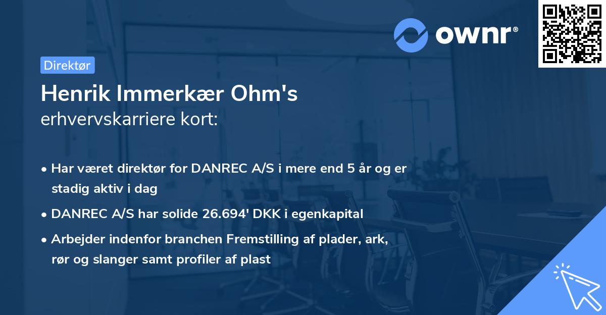 Henrik Immerkær Ohm's erhvervskarriere kort