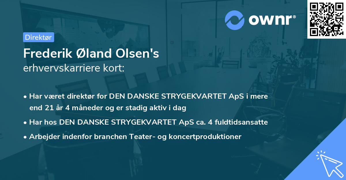 Frederik Øland Olsen's erhvervskarriere kort