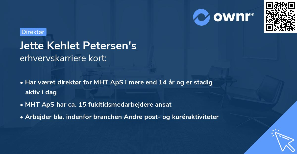 Jette Kehlet Petersen's erhvervskarriere kort