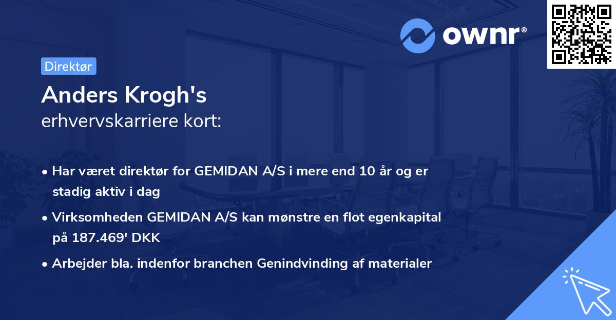Anders Krogh's erhvervskarriere kort
