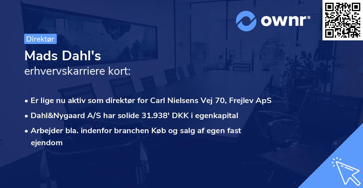 Mads Dahl's erhvervskarriere kort