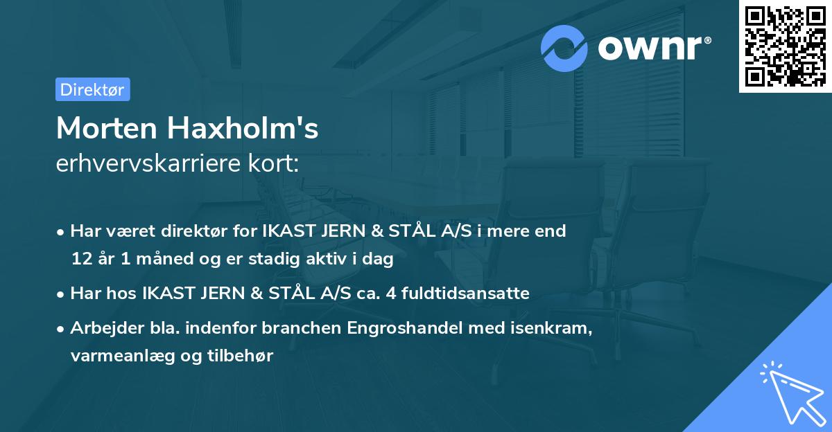 Morten Haxholm's erhvervskarriere kort