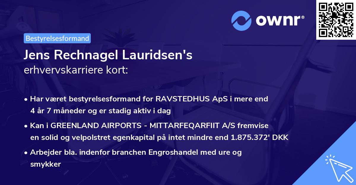 Jens Rechnagel Lauridsen's erhvervskarriere kort