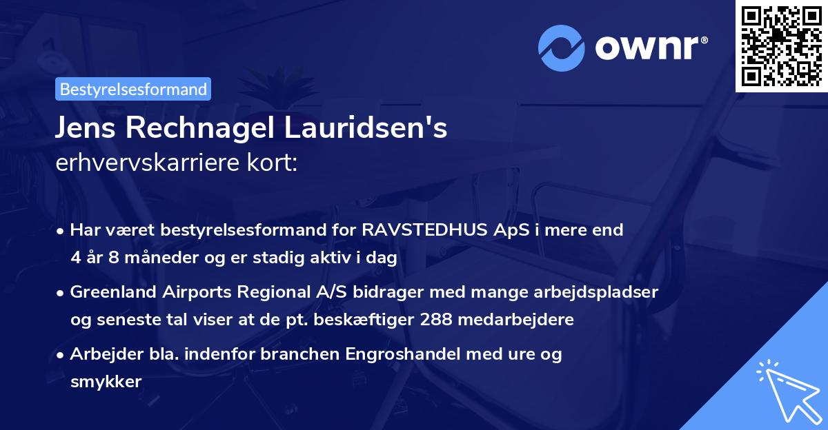 Jens Rechnagel Lauridsen's erhvervskarriere kort