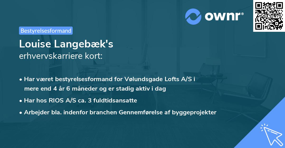 Louise Langebæk's erhvervskarriere kort