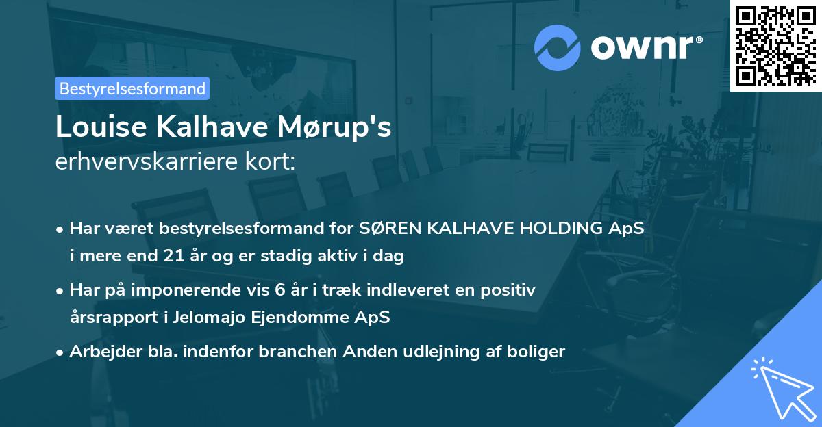 Louise Kalhave Mørup's erhvervskarriere kort