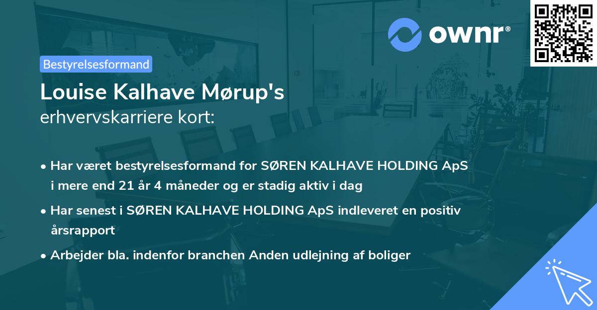 Louise Kalhave Mørup's erhvervskarriere kort
