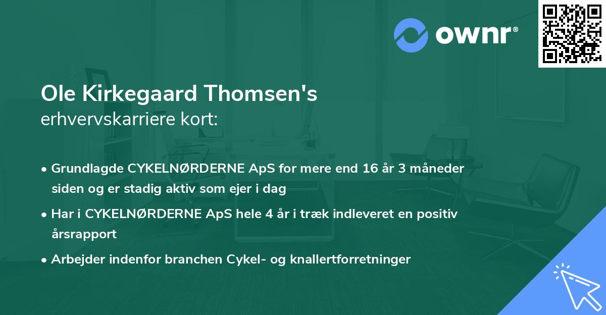 Ole Kirkegaard Thomsen's erhvervskarriere kort