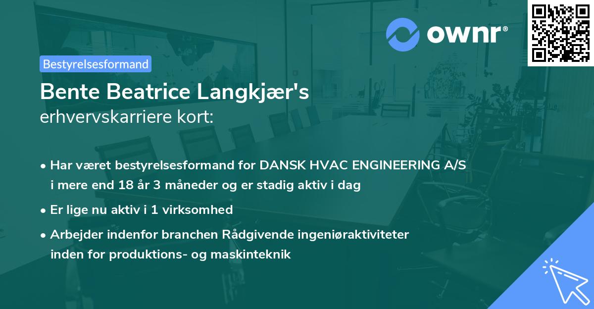 Bente Beatrice Langkjær's erhvervskarriere kort