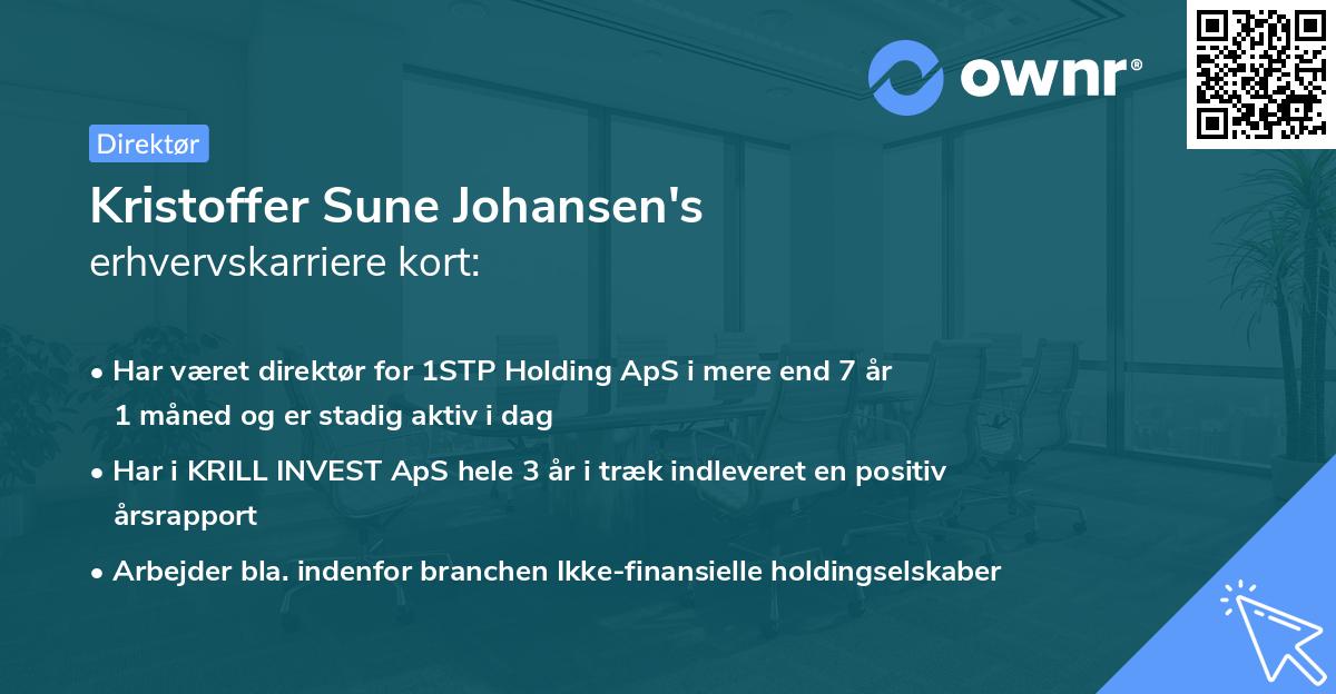 Kristoffer Sune Johansen's erhvervskarriere kort