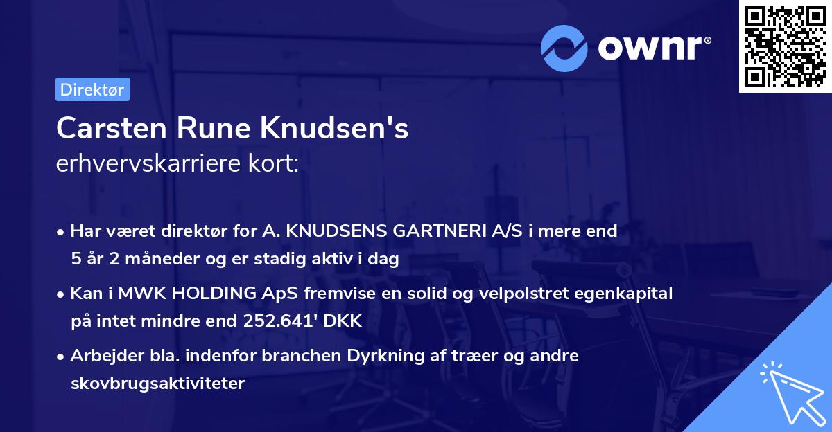Carsten Rune Knudsen's erhvervskarriere kort