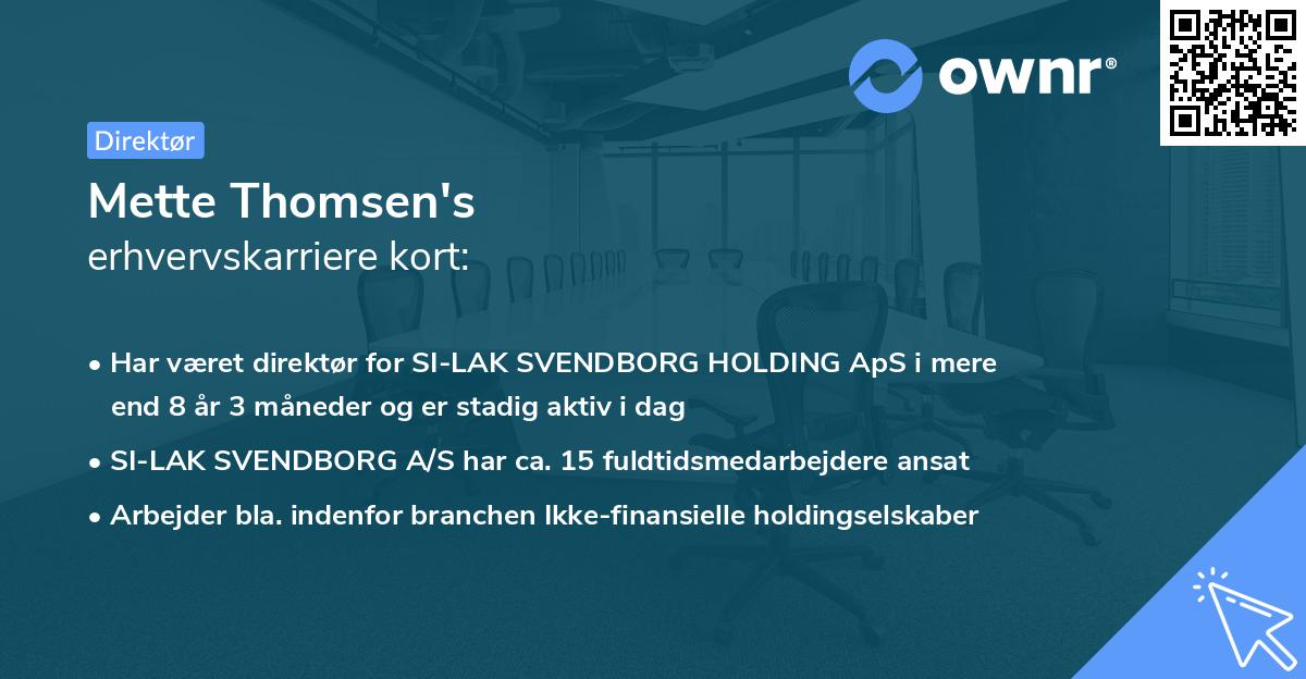 Mette Thomsen's erhvervskarriere kort