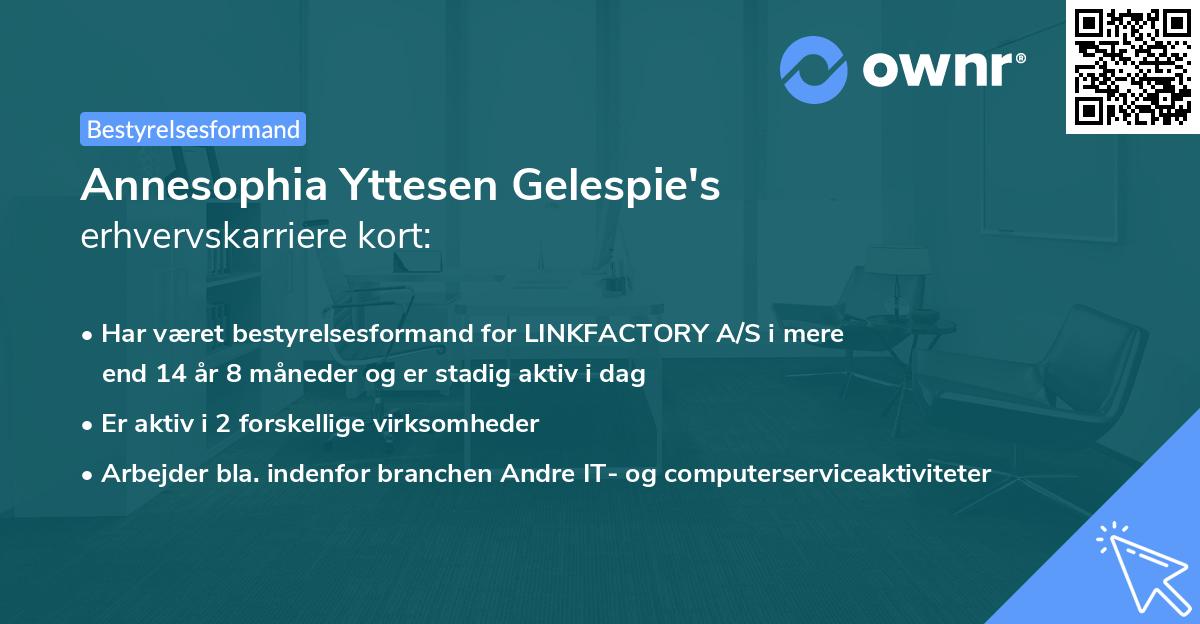 Annesophia Yttesen Gelespie's erhvervskarriere kort