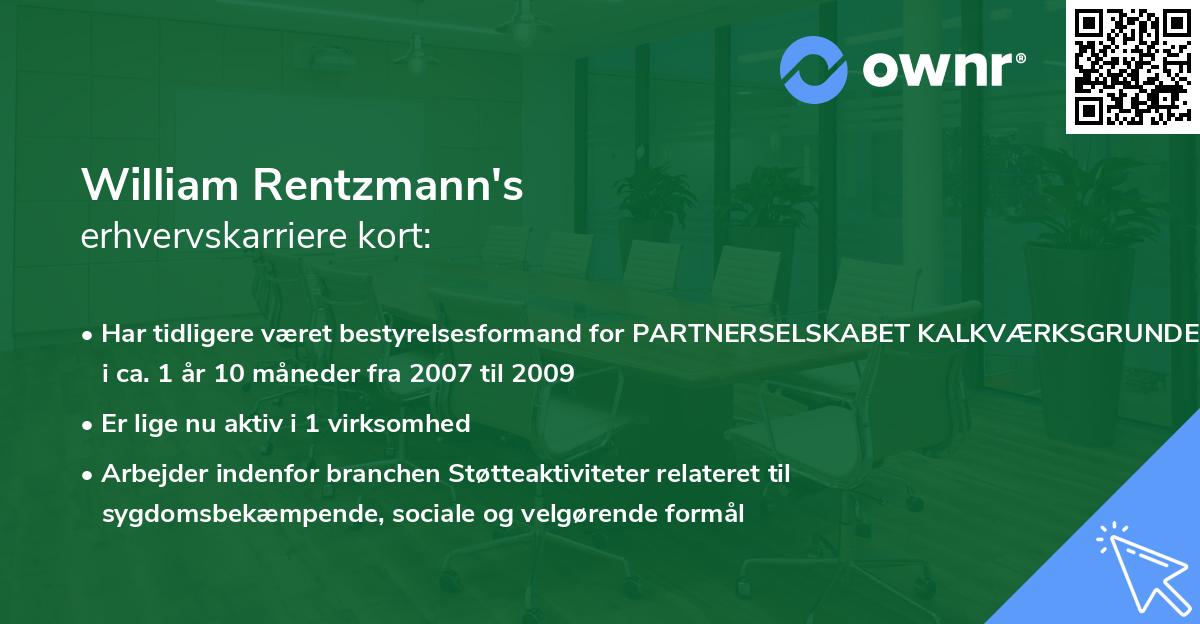 William Rentzmann's erhvervskarriere kort