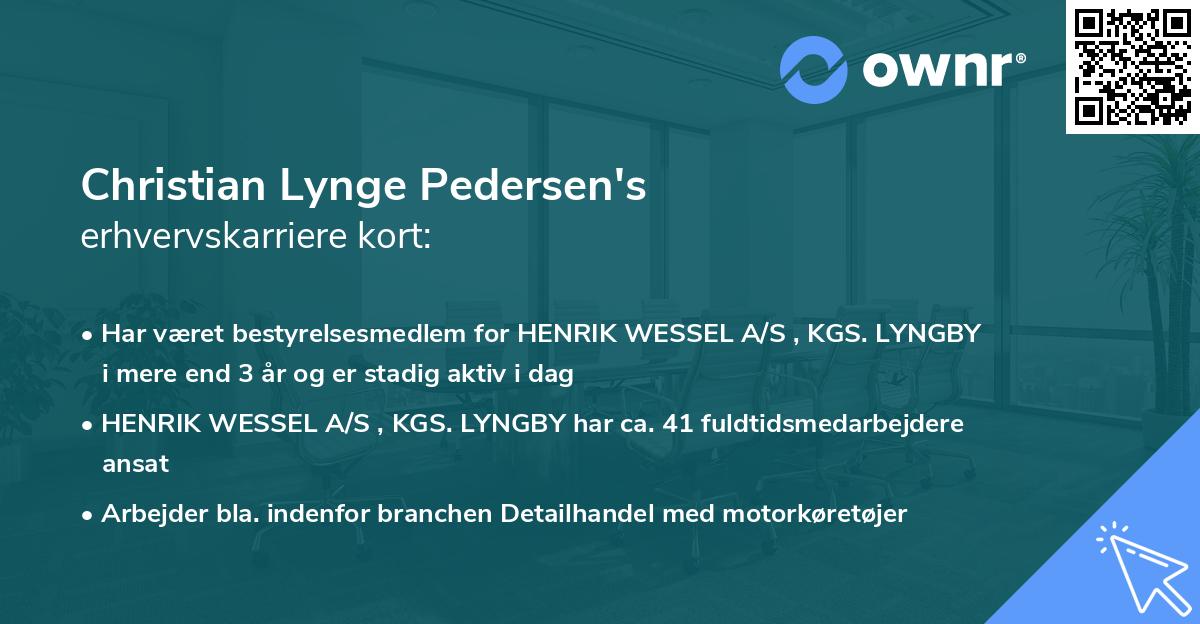 Christian Lynge Pedersen's erhvervskarriere kort