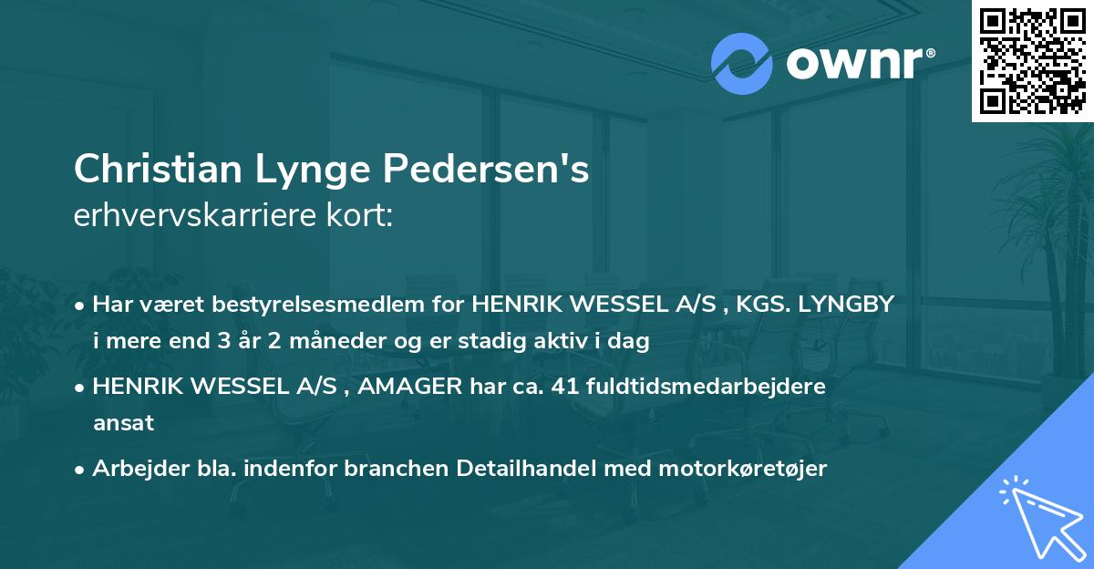 Christian Lynge Pedersen's erhvervskarriere kort