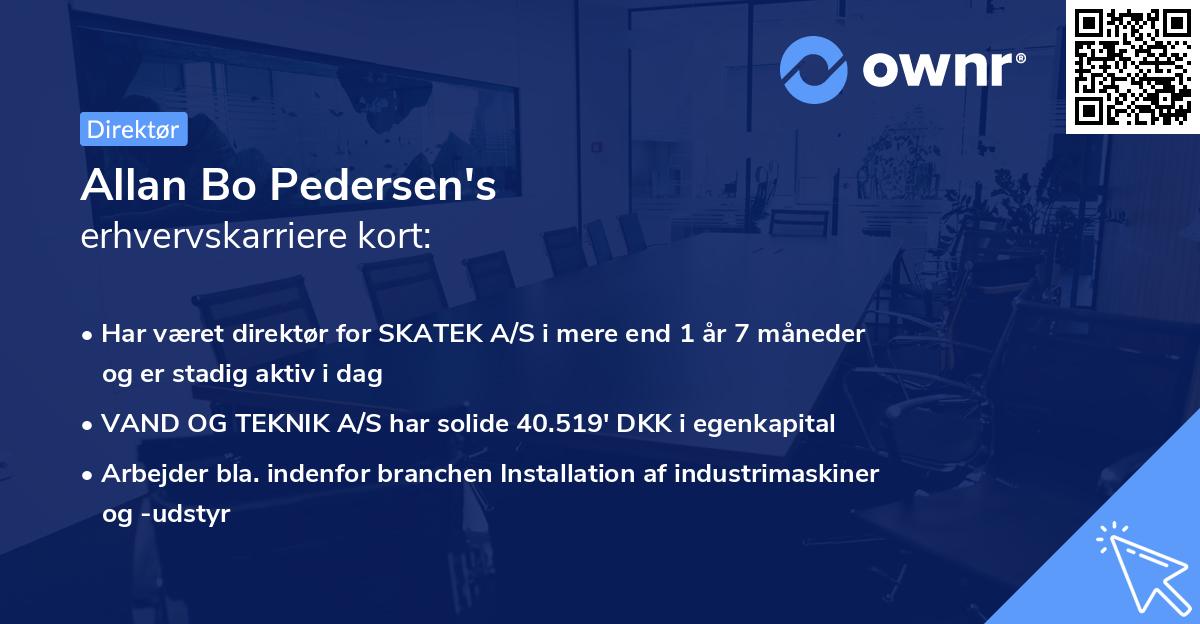 Allan Bo Pedersen's erhvervskarriere kort