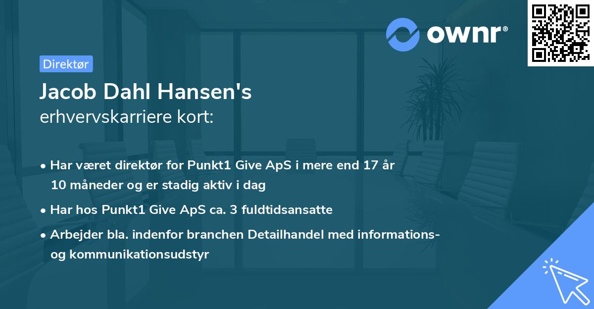 Jacob Dahl Hansen's erhvervskarriere kort